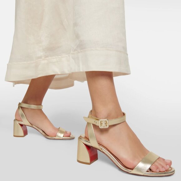 NIB$945 CHRISTIAN LOUBOUTIN Miss Sabina Metallic Red Sole Ankle-Strap Sandal 7 - Picture 3 of 16